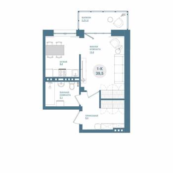 Продается 1-комнатная квартира, 39,5 м²