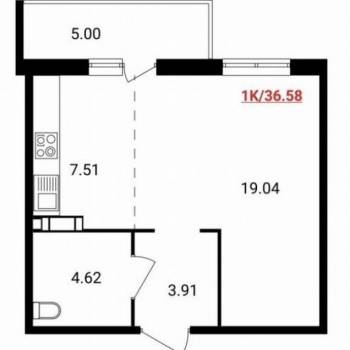 Продается 1-комнатная квартира, 35 м²