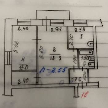 Продается 2-х комнатная квартира, 43 м²