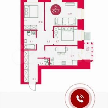 Сдается Многокомнатная квартира, 70 м²