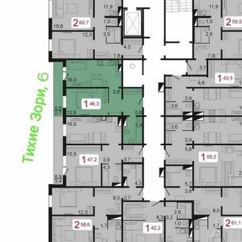 Сдается 2-х комнатная квартира, 59,5 м²