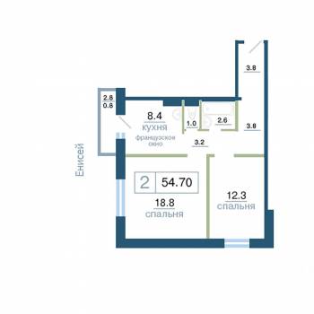 Продается 2-х комнатная квартира, 54,7 м²