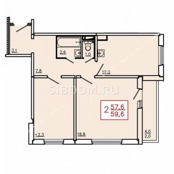 Продается 2-х комнатная квартира, 57,6 м²