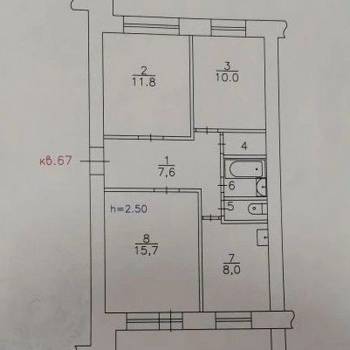 Продается 3-х комнатная квартира, 57 м²