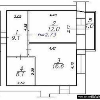 Продается 1-комнатная квартира, 44 м²