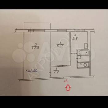 Продается 2-х комнатная квартира, 44 м²