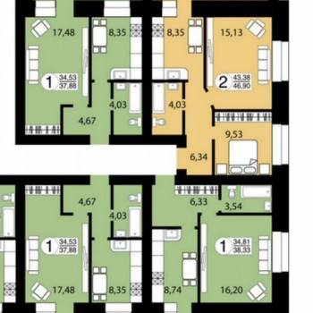 Продается 2-х комнатная квартира, 46,9 м²