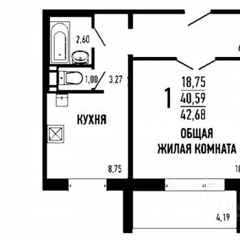 Сдается 1-комнатная квартира, 40 м²