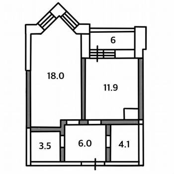Продается 1-комнатная квартира, 43,5 м²