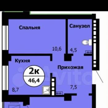 Сдается 2-х комнатная квартира, 48 м²