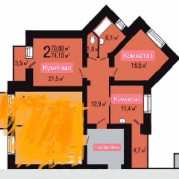 Продается 3-х комнатная квартира, 72 м²