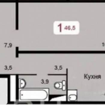 Продается 1-комнатная квартира, 46,5 м²