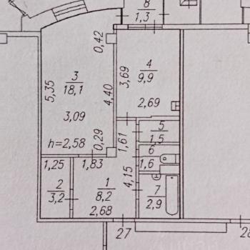 Продается 1-комнатная квартира, 45,5 м²
