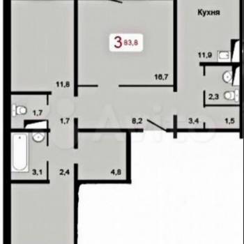 Продается 3-х комнатная квартира, 83,8 м²