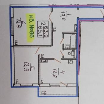 Продается 2-х комнатная квартира, 64 м²