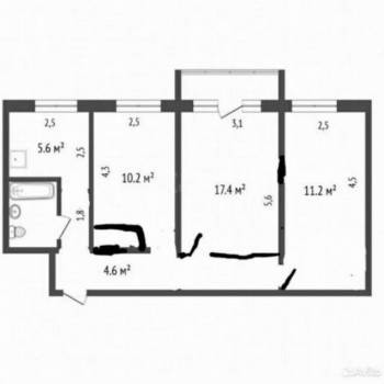Продается 3-х комнатная квартира, 55 м²