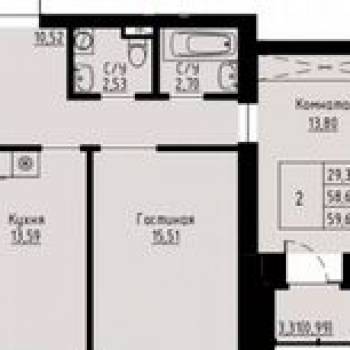 Продается 2-х комнатная квартира, 62,5 м²