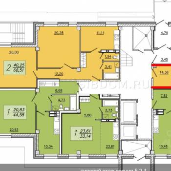 Продается 2-х комнатная квартира, 60,8 м²