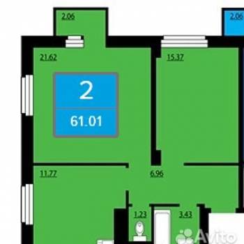 Продается 2-х комнатная квартира, 61 м²