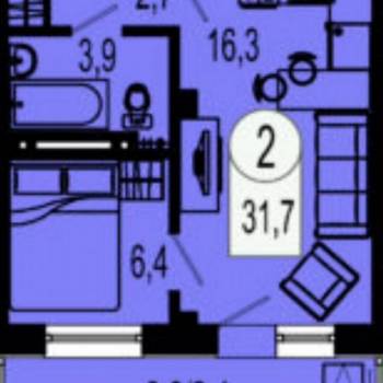 Продается 1-комнатная квартира, 31 м²