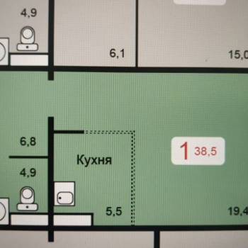 Продается 1-комнатная квартира, 40,3 м²