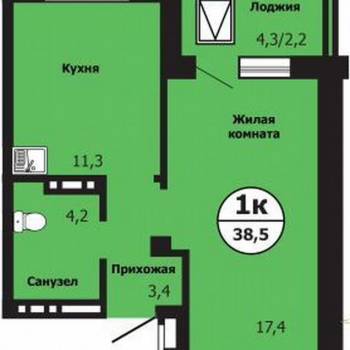 Сдается 1-комнатная квартира, 39 м²