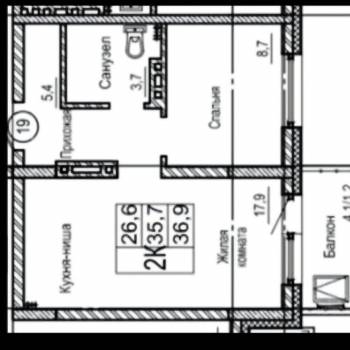 Продается 2-х комнатная квартира, 37 м²