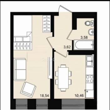 Продается 1-комнатная квартира, 33,5 м²