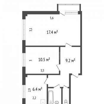 Продается 2-х комнатная квартира, 46,9 м²