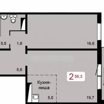 Сдается 2-х комнатная квартира, 56,3 м²