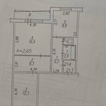 Продается 2-х комнатная квартира, 55,1 м²