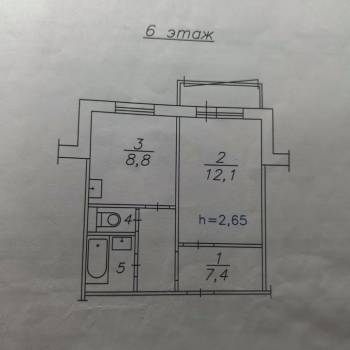 Продается 1-комнатная квартира, 31,9 м²