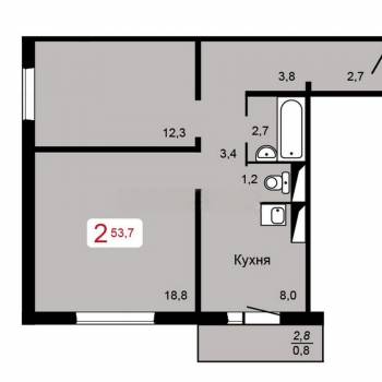 Сдается 2-х комнатная квартира, 53,9 м²