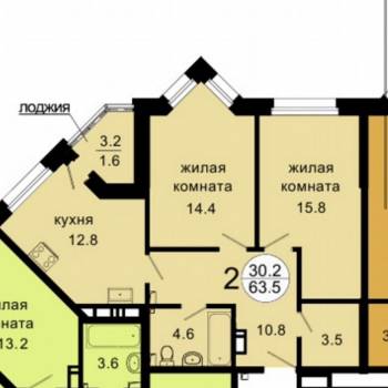Сдается 2-х комнатная квартира, 61 м²