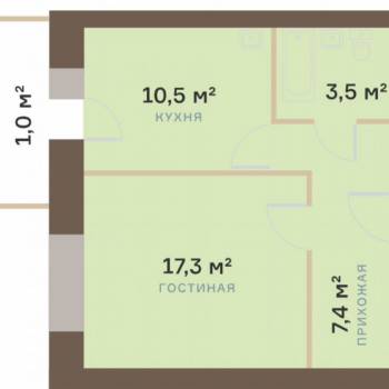 Продается 1-комнатная квартира, 38 м²