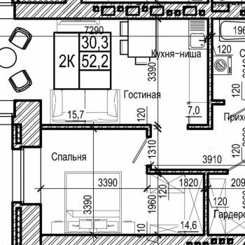 Сдается 2-х комнатная квартира, 52,2 м²
