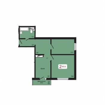 Продается 2-х комнатная квартира, 60,2 м²