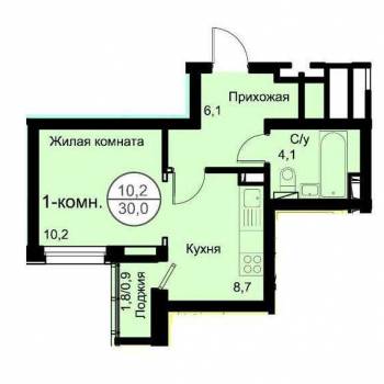 Продается 1-комнатная квартира, 30 м²