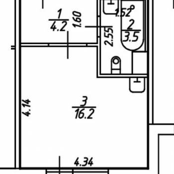Продается 1-комнатная квартира, 24,2 м²