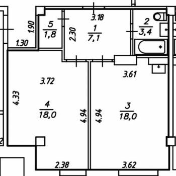 Продается 2-х комнатная квартира, 48,3 м²