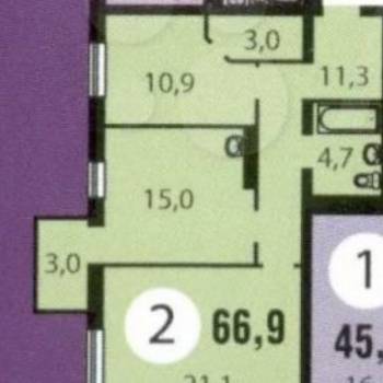 Сдается 2-х комнатная квартира, 65 м²