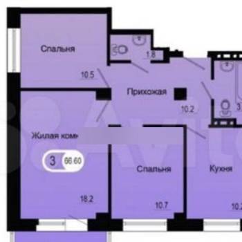 Продается 3-х комнатная квартира, 67 м²