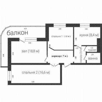 Продается 3-х комнатная квартира, 66,7 м²