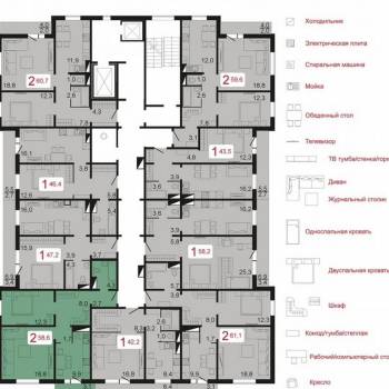 Продается 2-х комнатная квартира, 57,8 м²
