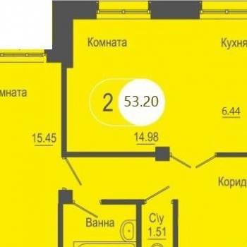 Продается 2-х комнатная квартира, 53,2 м²