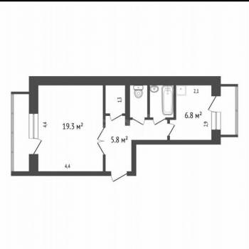 Продается 1-комнатная квартира, 37,7 м²