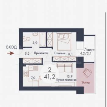 Сдается 2-х комнатная квартира, 41,2 м²