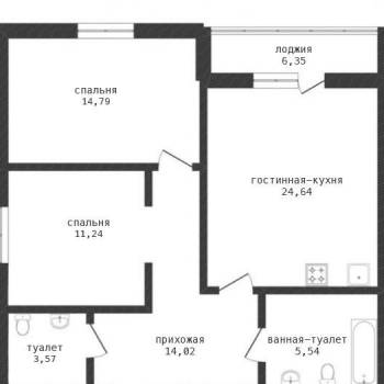 Продается 2-х комнатная квартира, 77 м²