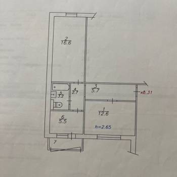 Продается 2-х комнатная квартира, 46,6 м²