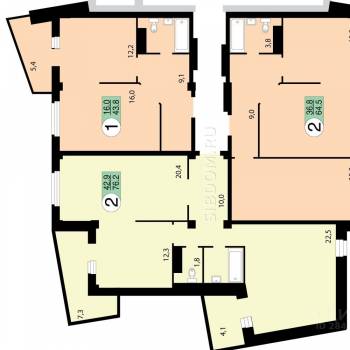 Сдается 1-комнатная квартира, 43,8 м²